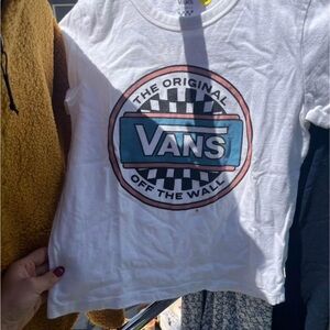 Vans Kids White and Blue Logo T-Shirt